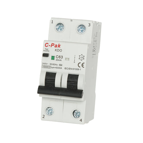 RCBO - CPROA - High Amp - 2 Pole - 2 Module