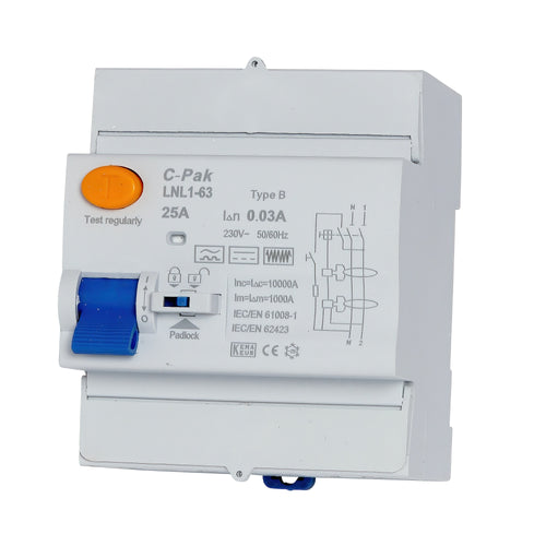 RCD - CPRLNL - Type B - 4 Pole - 4 Module